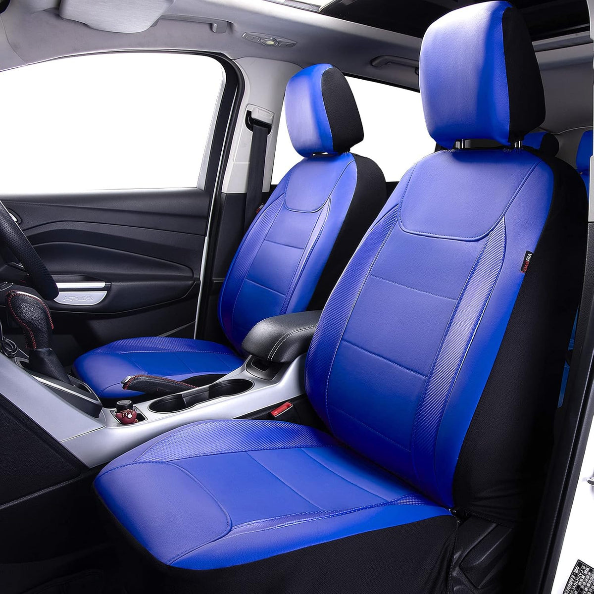 Flying Banner Carbon Fiber Leather Vehicle Seat Covers, Leopard Gray Black, Universal Fit - 8PCS