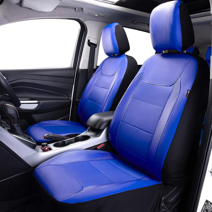 Flying Banner Carbon Fiber Leather Vehicle Seat Covers, Leopard Gray Black, Universal Fit - 8PCS
