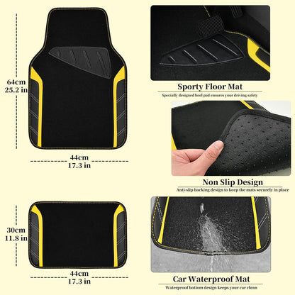 CAR PASS Air Mesh Leather Car Seat Covers Full Set, Waterproof Car Floor Mats, Sporty Steering Wheel Cover 14.5-15in, Universal Fits for 95% Cars Truck SUV (Black and Blue)
