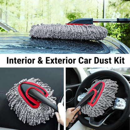 YeewayVeh Car Duster Exterior Scratch Free Microfiber Car Cleaning Brush, Extendable Handle Pollen and Dust Brush for Truck, SUV, Vehicles and Home Cleaning, Gray and Red