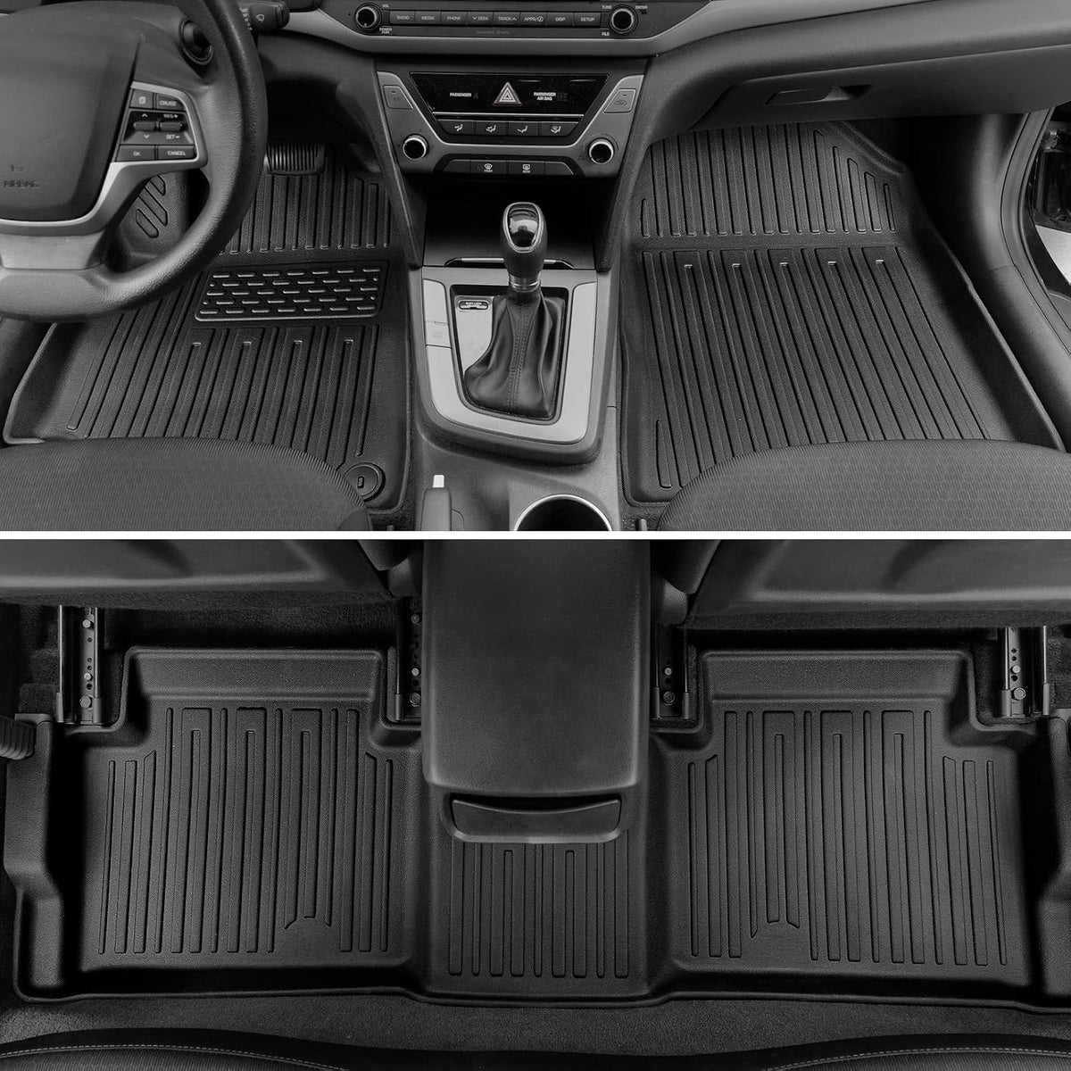 Floor Mats for Hyundai Elantra Gas 2021-2026, All Weather Floor Mats Trunk Cargo Liner and Door Sill Guards Accessories, Full Coverage Set (Not fit Hybrid Models)