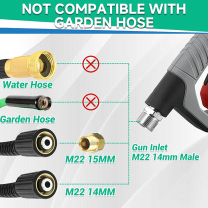 M MINGLE High Pressure Washer Gun with Foam Cannon, Foam Cannon Dual Connector Accessory, Car Wash Foam Gun Kit 1/4 Inch Quick Connector, 5 Pressure Washer Nozzle Tips