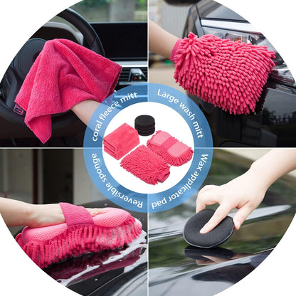 22Pcs Car Wash Cleaning Tools Kit Car Detailing Set with Blue Canvas Bag Collapsible Bucket Wash Mitt Sponge Towels Tire Brush Window Scraper Duster Complete Interior Car Care Kit