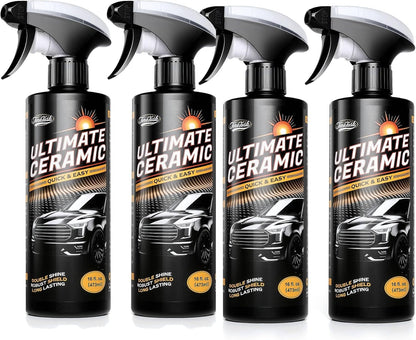 Real Ceramic Coating for Cars Polish (16 Fl Oz), Unmatched Shine Car Wax Coating Spray, No Pungent Smell, Quick Detailer Spray Wax, Lasts 50+ Washes Car Paint Sealant, Truck Accessories