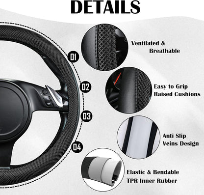 CAR PASS Waterproof Universal Fit Car Floor Mats, Faux Leather Car Carpet Mats, Black Car Mats with Anti-Slip Nibbs Backing & Driver Heel Pad Fit for SUV,Vans,sedans, Trucks,Set of 4pcs(All Black)