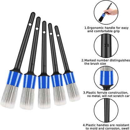 HMPLL 10pcs Auto Car Detailing Brush Set Car Interior Cleaning Kit Includes 5 Boar Hair Detail Brush,3 Wire Brush, 2 Air Vent Brush for Cleaning Car Interior Exterior, Dashboard Engines Leather Wheel