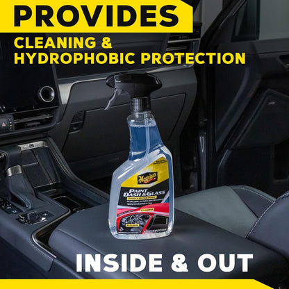 Meguiar's Paint, Dash & Glass - This Advanced Car Detailer is Perfect to Quickly Clean and Protect Your Car Inside & Out, Hydrophobic Boosted Car Cleaning for Paint, Plastic, Glass & More! 24 Oz Spray