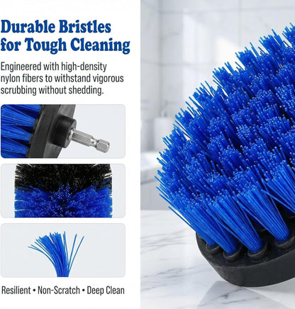 Drill Brush Attachment Set, 5 Pack Power Scrubber Cleaning Brush Kit with Extension Rod for Bathroom, Tub, Tile, Grout, Kitchen, Floor and Wheel Rims (Blue)