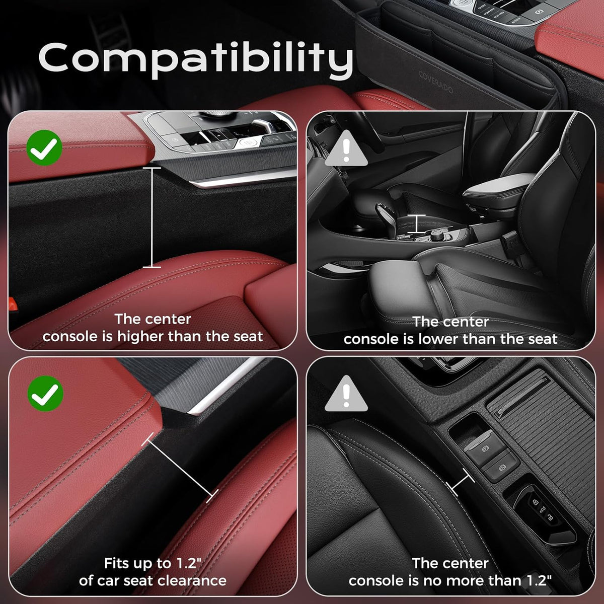 Coverado Universal Car Seat Gap Filler Organizer, Premium Suede Leather Car Seat Side Gap Filler, Seat Gap Storage Box for Suv Truck, Car Interior Accessories