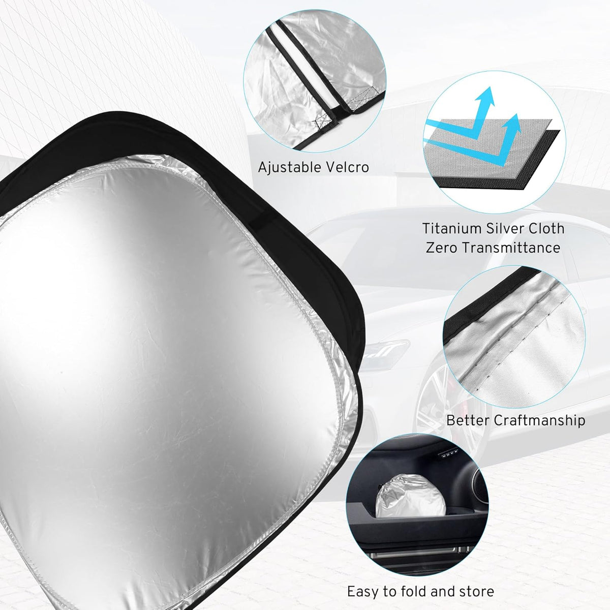 Car Windshield Sun Shade Sunshade Compatible with Honda Fit EX EXL Sport Engine 2024 2023 2022 2021 2020-2007 Accessories, Car Front Window Sun Shield