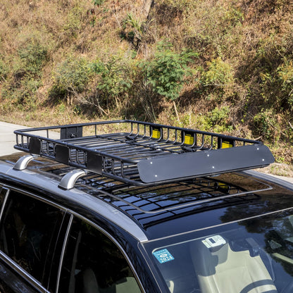 WEIZE 64" x 39" x 5" 200lb Heavy Duty Roof Rack Carrier Basket with Waterproof Bag, Cargo Net and Ratchet Straps, Universal Car Top Luggage Holder for SUV, Truck