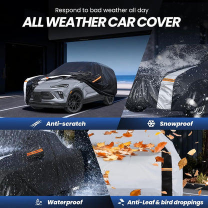 Large SUV Car Cover for Chevy Suburban 100% Waterproof All Weather, Heavy Duty Outdoor Full Exterior Covers Rain Sun Wind UV Protection. - Colors C