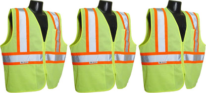 Radians SV22-2ZGM-L Polyester Mesh Economy Class 2 High Visibility Zipper Closure Vest with Two-Tone Trim, Large, Green