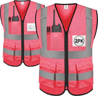 TICONN Reflective Safety Vest High Visibility Class II Mesh Vest for Women & Men Meets ANSI Standards