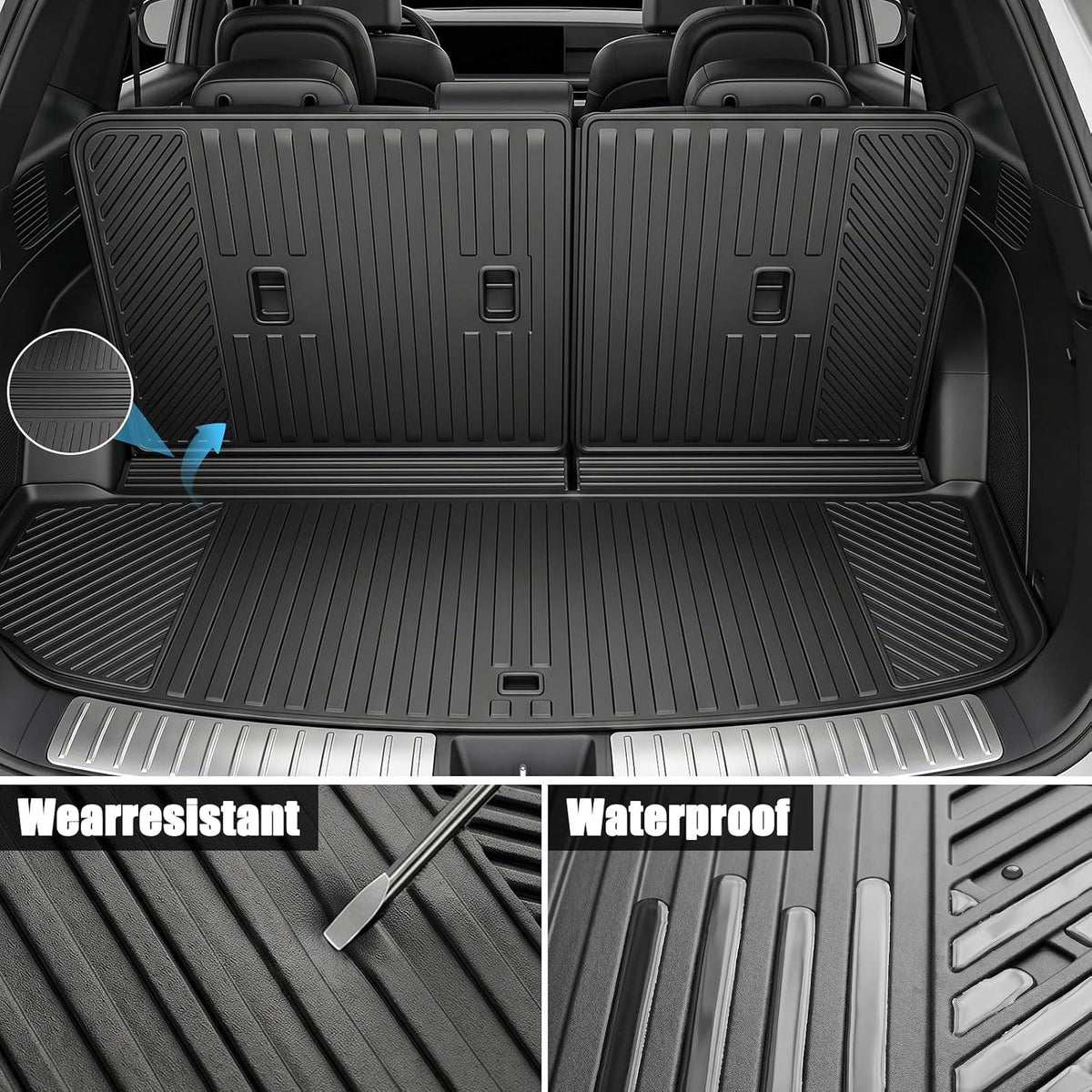 Auxko All Weather Floor Mat & Cargo Mat Fit for 2026 2025 2024 2023 2022 Hyundai Tucson Hybrid(Not PHEV) TPE Liner Tucson Accessory Set All Season Odorless Anti-Slip Floor Liner