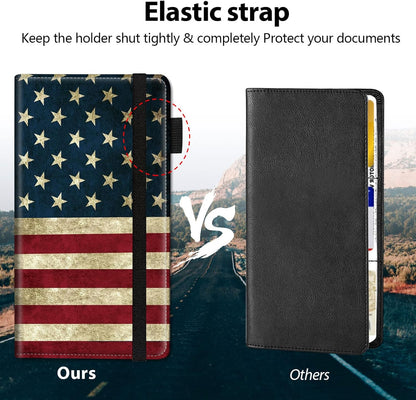 Car Registration and Insurance Holder, Leather Car Glove Box Organizer, Cool Car Accessories for ID, Driver's License Cards & Essential Document, business cards, Men&Women, Retro Audio Cassette