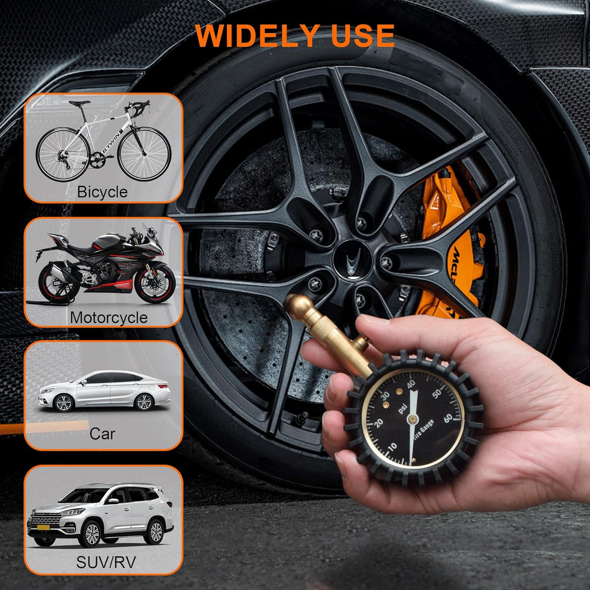 Tire Pressure Gauge,60 PSI Tire Gauges for Tire Pressure 2" Glowing Dial Air Pressure Gauge for Tires,Car Gifts Car Stuff for Men,Car Guys.