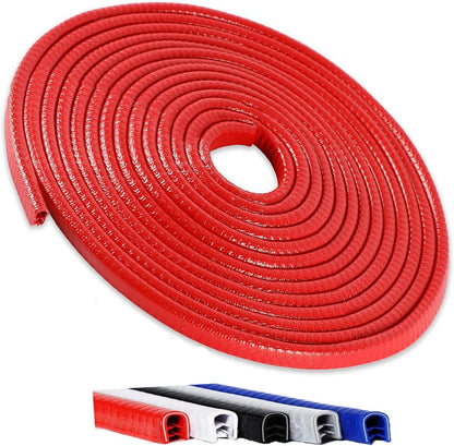 Winfort 33FT(10M) Universal Car Door Edge Protector Guards, No-Glue Required Rubber Seal U Shape Automotive Door Entry Guard, Suitable for Most Cars, SUVs and Trucks (Red)