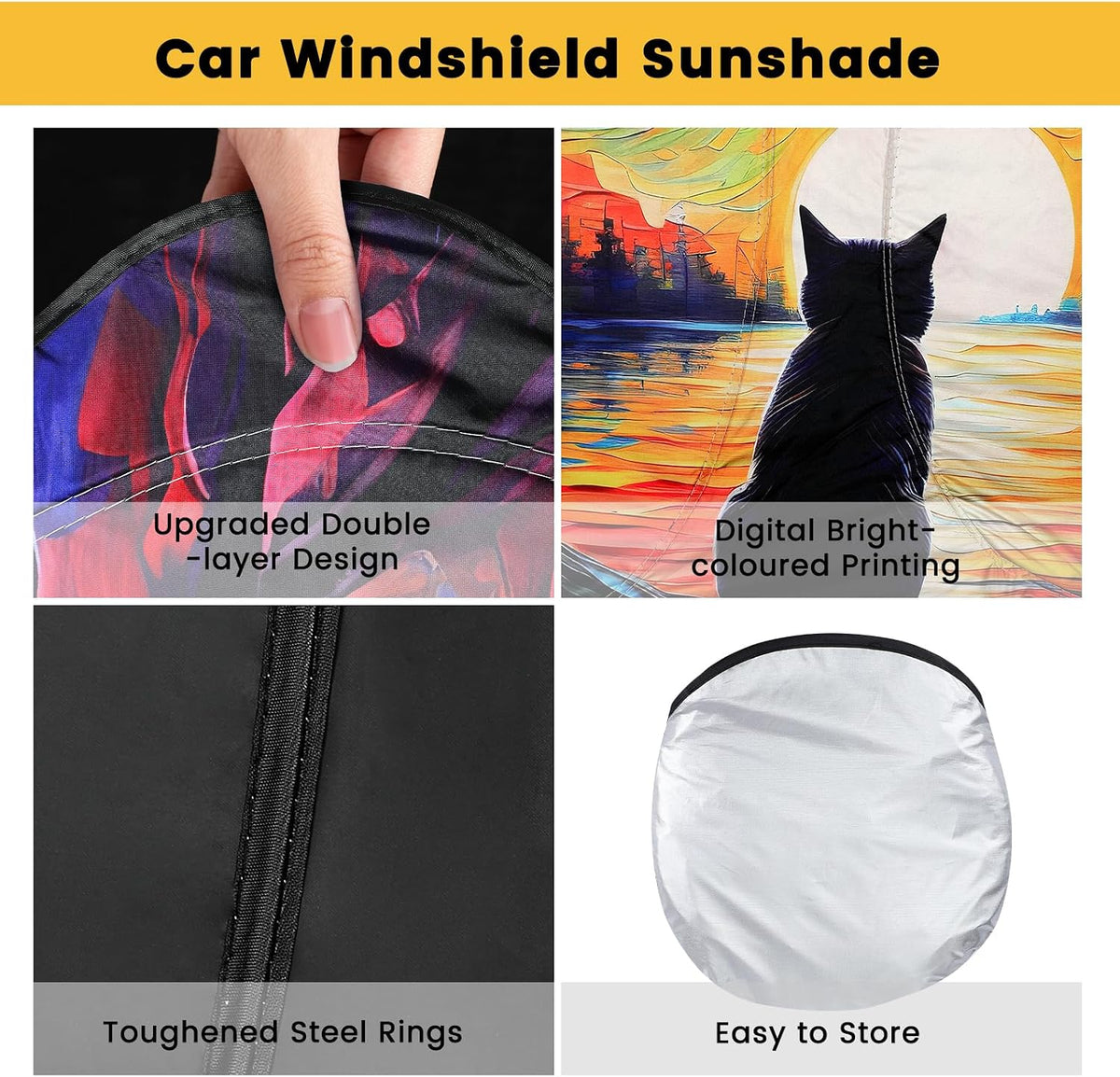 Iridescent Sun Shade for Car Windshield, Foldable Universal Car Windshield Upgrade Sunshade Enhanced UV Rays Reflective Sun Visor Shade Keeps Vehicle Cool