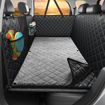 URPOWER 2026 Upgraded Back Seat Extender for Dogs - Large Hard Bottom Dog Car Seat Cover Holds 550lbs, Waterproof Dog Hammock Pet Bed with High-Density Foam Non-Slip Backseat Protector