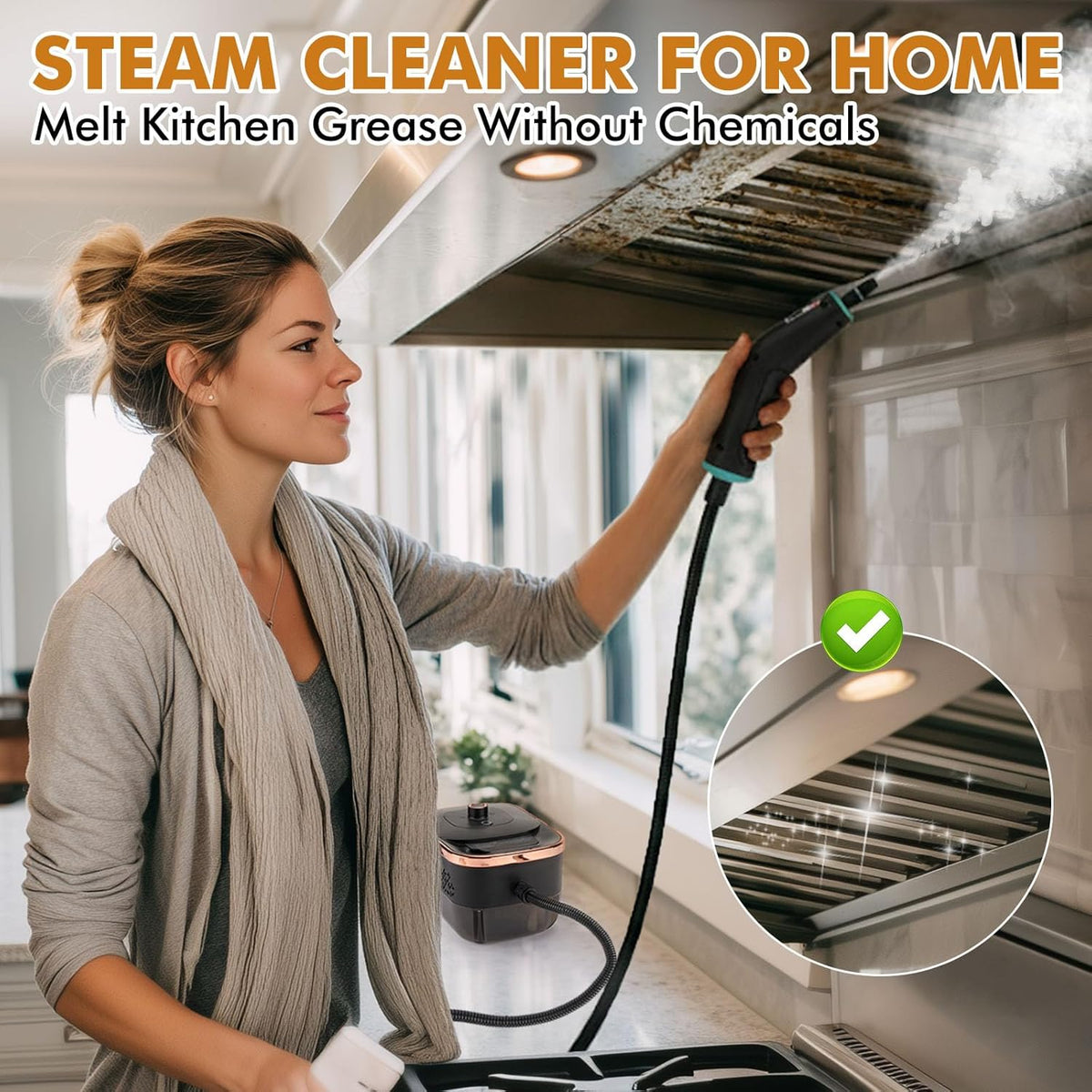 Steam Cleaner,15s Heat-Up 42.27oz Tank,2500W Pressurized Handheld Steam Cleaner for Home,Portable Steamer for Cleaning with 15 pcs Accessories,Grease,Grout,Furniture,Bed Bugs,Floor,Couch and Car