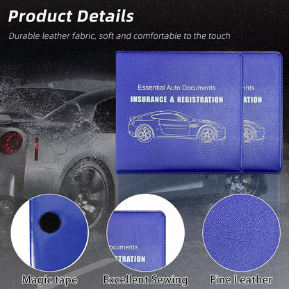Ziciner Car Registration Insurance Holder, 2Pack Essential Auto Card Document Glove Box Organizer with Touch Fastener, Vehicle Interior Accessories Perfect for Most Car, Truck, SUV (Red/Small Car)