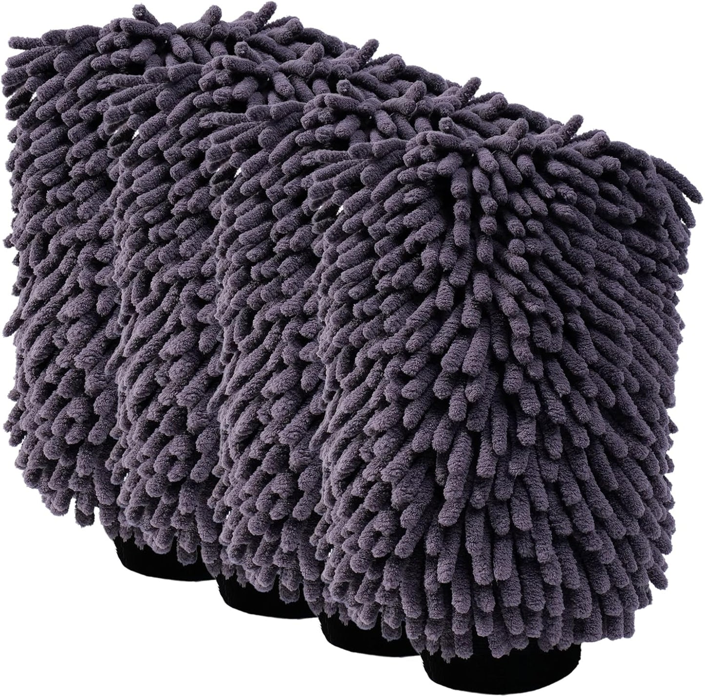 4Pack Scratch-Free Car Wash Mitt with Elastic Wrist Cuff & Waterproof Lining, High-Density Microfiber Mitt for Car Detailing, Protects Hands & Paint,Household Cleaning Glove Set(Grey)