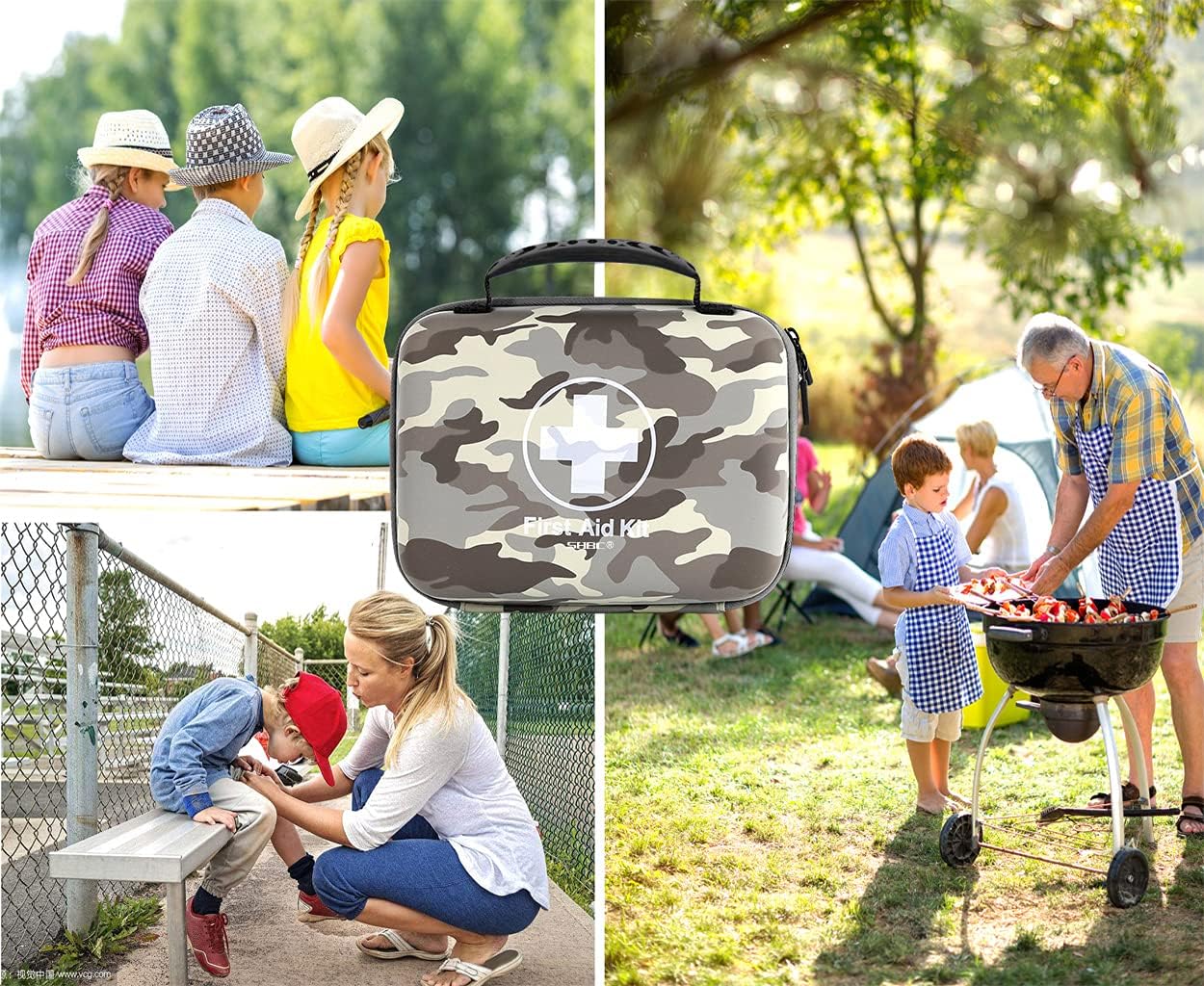 Compact First Aid Kit (228pcs) Designed for Family Emergency Care. Waterproof EVA Case and Bag is Ideal for The Car, Home, Boat, School, Camping, Hiking, Office, Sports. Protect Your Loved Ones. Red
