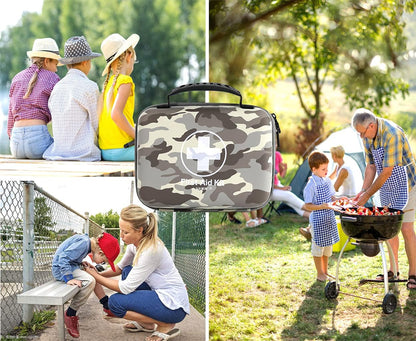Compact First Aid Kit (228pcs) Designed for Family Emergency Care. Waterproof EVA Case and Bag is Ideal for The Car, Home, Boat, School, Camping, Hiking, Office, Sports. Protect Your Loved Ones. Red