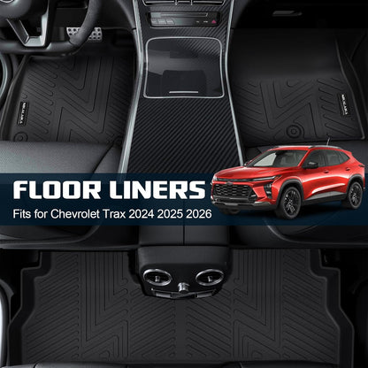Floor Mats & Cargo Liner & Backrest Mat for 2024 2025 2026 Chevrolet/Chevy Trax All Weather Protection TPE Rubber Full Set Automotive Floor Liners Accessories, Odorless Anti-Slip, Black