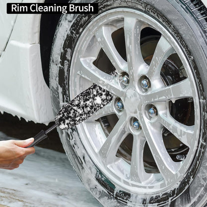 Bendable Wheel Brush Kits Soft Microfiber Wheel Cleaner Brush Synthetic Woolies No-Scratch Wheel Cleaning Brush Car Detailing Rim Tire Brush