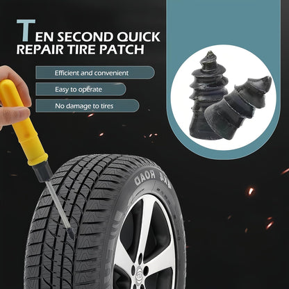 60 PCS Tire Repair Rubber Nail, Vacuum Tire Repair Kits Spiral Rubber Screws, Fast Self-Service Tool for Car, Truck, Motorcycle, Tractor Tire Puncture Repair (Black)