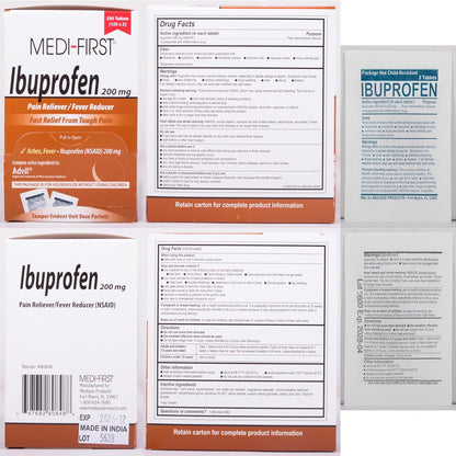 MFASCO - 7 in 1 - Travel Size Medicine Kit - TSA Approved | 28 First Aid Emergency OTC Medicine Packets for Cruise & International Travel | Compact Med Refill for Traveling & Office Assembled in USA