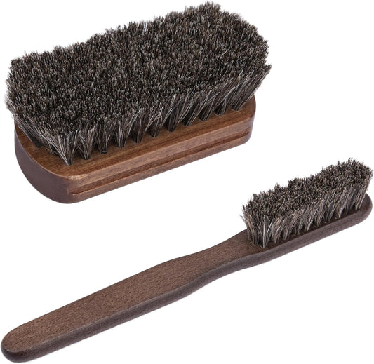 2 PCS Leather Brush Car Detailing, Horse Hair Brush, Car Cleaning Supplies, Car Interior Brush, Carpet Brush for Car Detailing, for Car Accessories Interior, Carpet, Upholstery, Furniture and Shoes