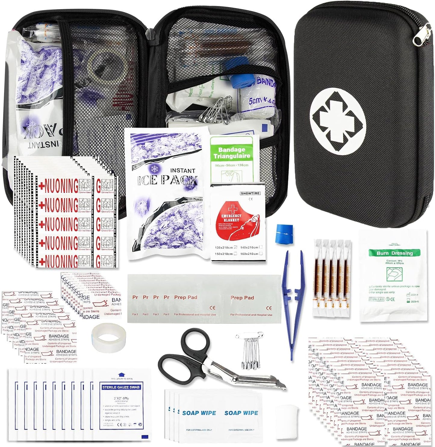 Car First Aid Kits 275Pcs Survival Gear Home Travel Size Small Emergency Kit Tactical Hiking EVA Camping Essentials Backpack Sports Office Boat Urgent Accident
