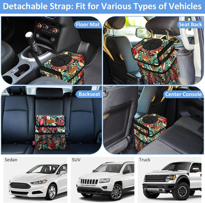ELONGRIVER Car Trash Can Bin for Back Seat Leak Proof, Cute Car Trash Bag Hanging, Vehicle Trash Can for SUV Truck Van, Automotive Garbage Cans Front Seat Black