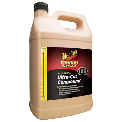 Meguiar’s Mirror Glaze M105 Ultra-Cut Compound, Car Rubbing Compound for Removing Scratches and Heavy Swirls While Adding Shine, Safe and Effective on All Glossy Car Paint and Clear Coats, 8 oz