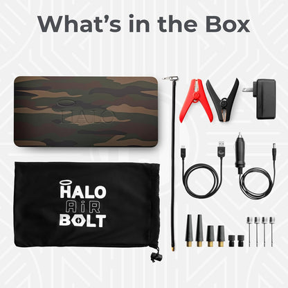 HALO Bolt Air 58830 Portable Car Battery Jump Starter | 100 PSI Air Compressor, 58.8Wh USB Power Bank, Emergency Floodlight & Charger, Jump Cars SUVs & Trucks, Inflate Tires, TSA Approved — Rose Gold