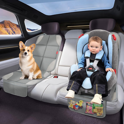 Car Seat Protector for Child Car Seat, 600D Fabric Safe Car Seat Cover with Upgraded Non-Slip Backing, Waterproof Seat Protector Under Baby Car Seat with Thick Padding for Car Back Front Seat