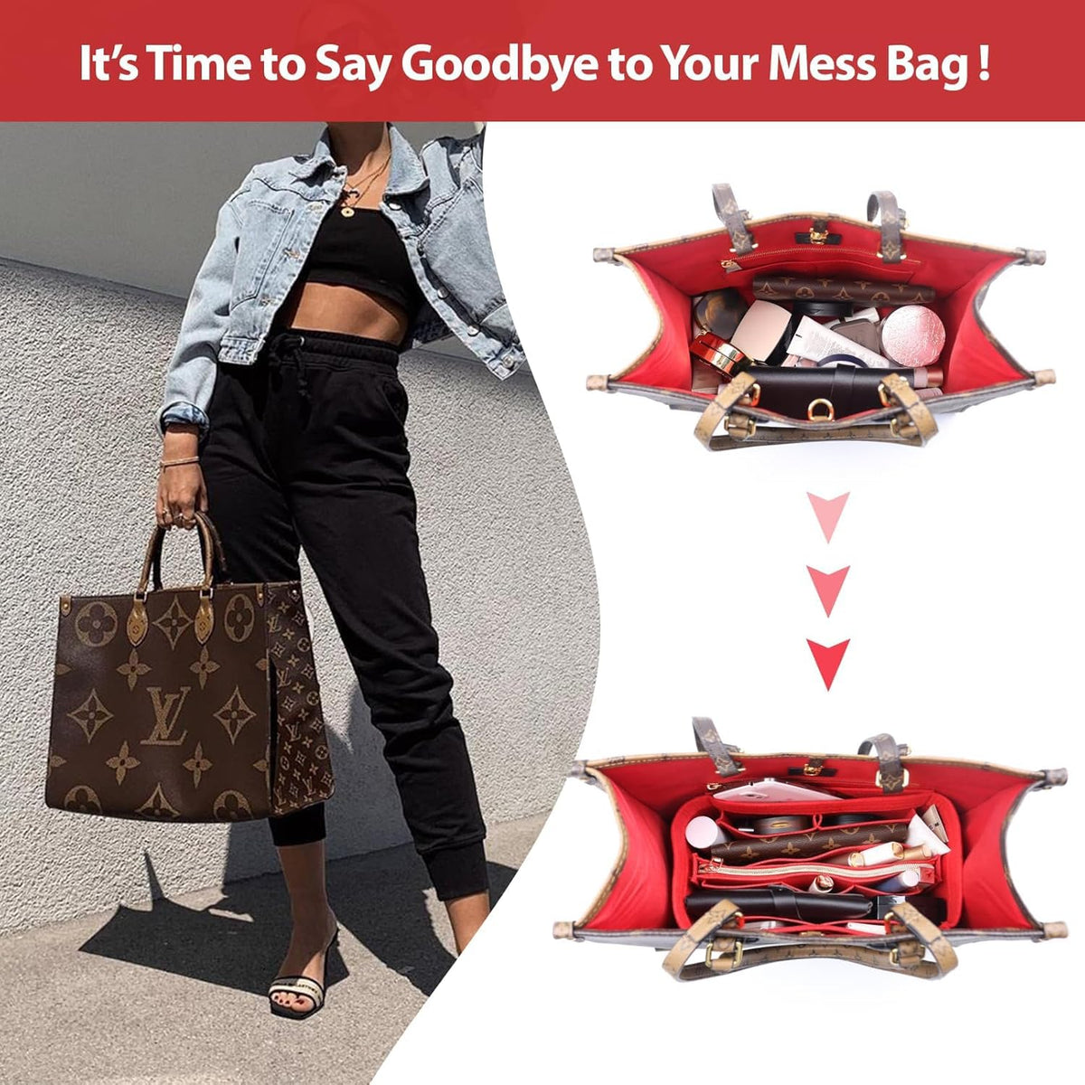 OMYSTYLE Purse Organizer Insert, Felt Tote Bag Organizer Insert with 5 Sizes, Handbag Dividers for Inside Purse, Compatible with Longchamp, Neverful, Speedy and More