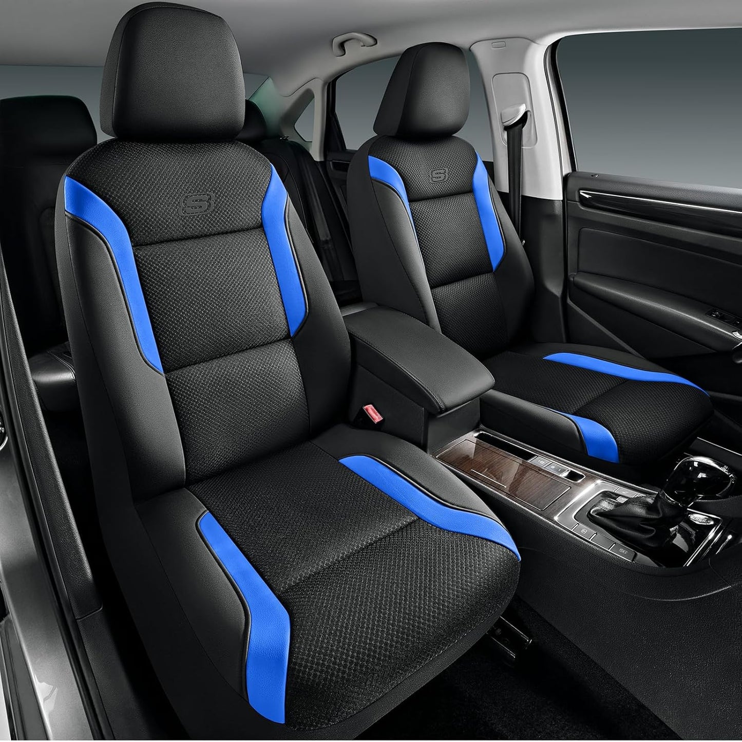 Skechers Memory Foam Seat Covers, Air Cool Mesh Thick Car Seat Covers, Car Seat Covers Front Seats Airbag Compatible, Universal Automotive Comfort for Most Cars, Vans, Trucks, SUV,Black