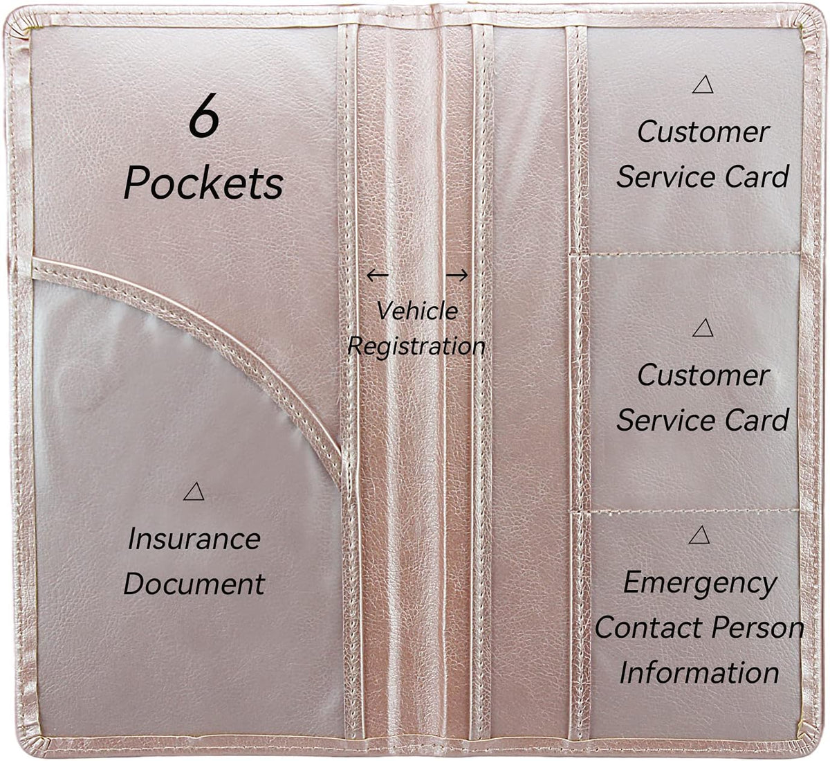 Car Registration and Insurance Holder, Premium Pu Leather Vehicle Glove Box Organizer - for Driver License, Cards & Essential Documents (L-Orange)