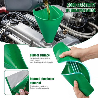 Flexible Oil Drain Funnel Set, 3PCS Reusable Silicone Foldable Oil Funnel for Spill-Free Oil Change, Moldable Draining Tool for Car Truck Motorcycle Garage Use