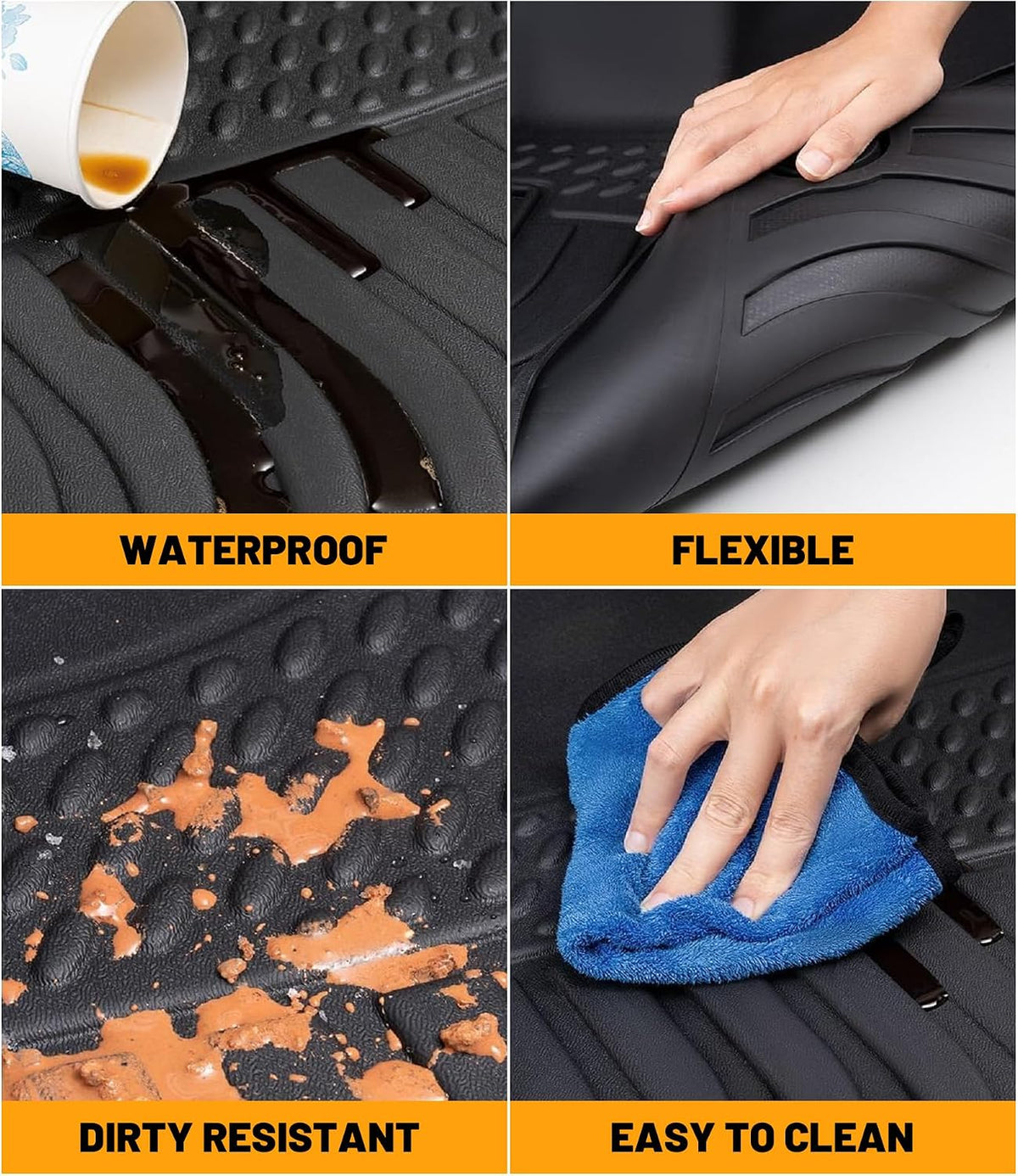 Car Floor Mats Replacement for Honda Civic Sedan & Sedan Si 2012-2015 (Not for Coupe) Heavy Duty Liner Custom Fit All Weather Protection Carpets Coverage Waterproof Durable Odorless