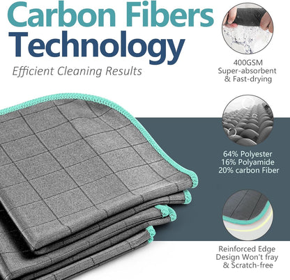 Airlab Microfiber Towels for Cars Wash Drying Thick Plush Cleaning Cloth Auto Detailing Super Absorbent for Interior & Exterior Lint Free, Streak Free, 16" X 16", 800 GSM, Pack of 4