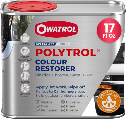OWATROL Polytrol Plastic Restorer for Cars 34 Oz, Color Restorer, Car Bumpers, Chrome, Penetrating Oil for Multipurpose, Metals to Restore Faded Plastic and Surfaces