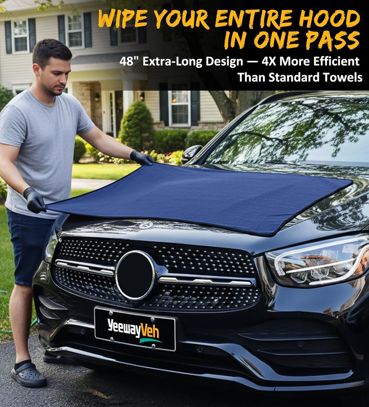 YeewayVeh 'Agile Giant' Car Drying Towel, 28x36 Inch Quick Car Wash Drying Towels, 1400 GSM Super Absorbent, Double Sided Microfiber Towels for Cars Effortless & Scratch-Free Detailing, Green