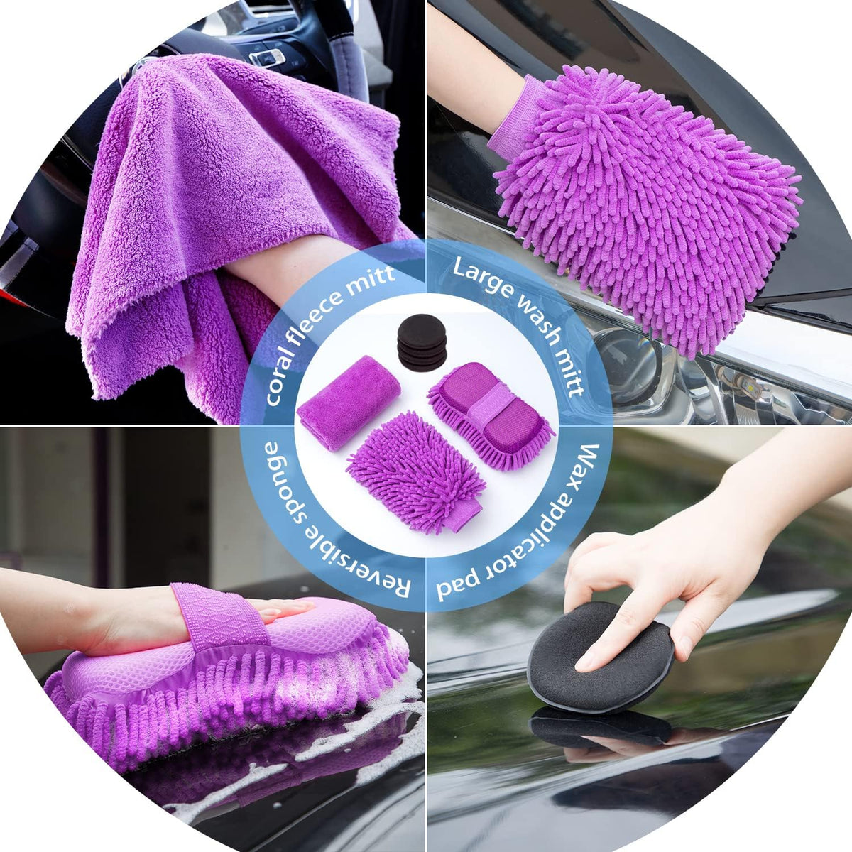 22Pcs Car Wash Cleaning Tools Kit Car Detailing Set with Blue Canvas Bag Collapsible Bucket Wash Mitt Sponge Towels Tire Brush Window Scraper Duster Complete Interior Car Care Kit