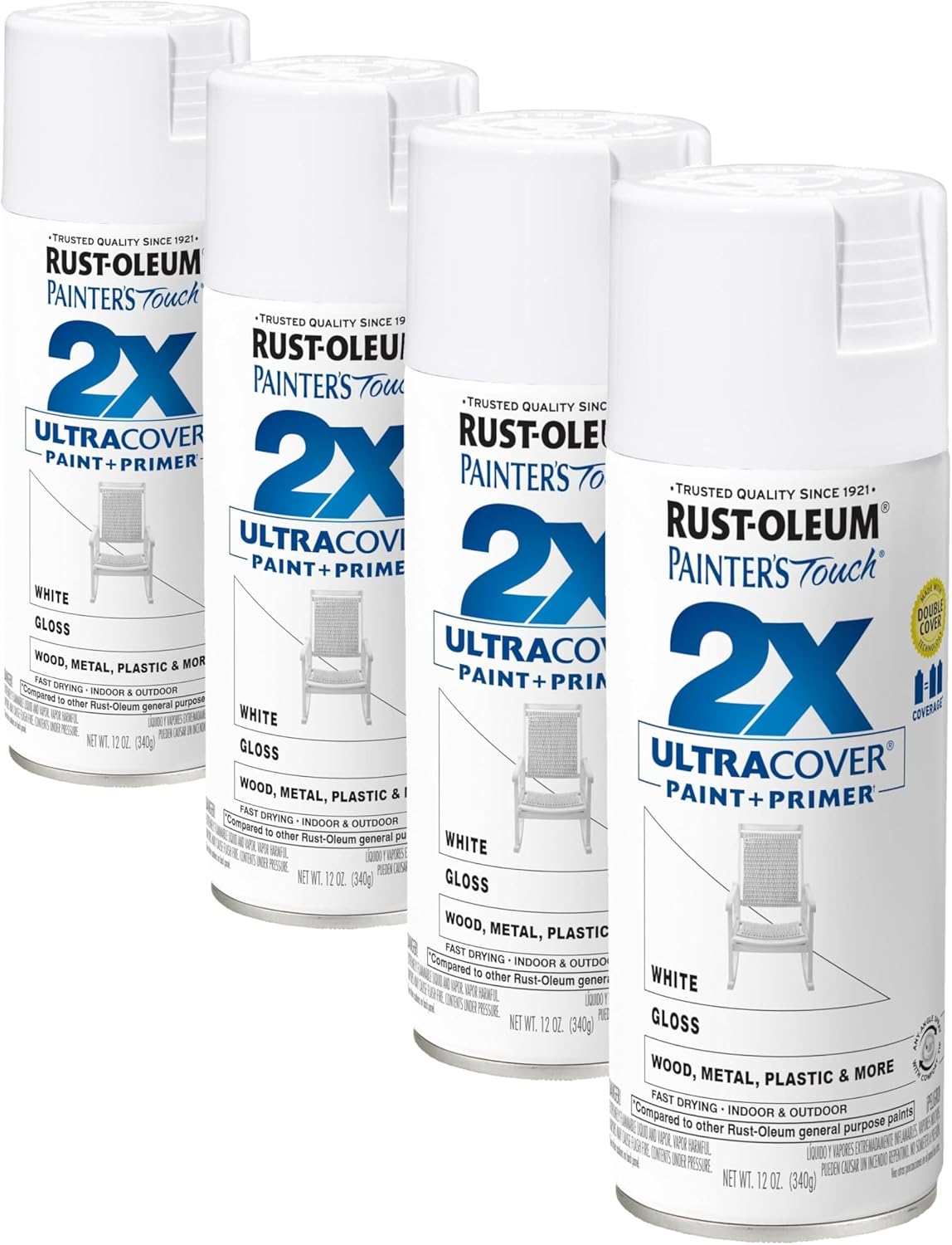 Rust-Oleum 334029 Painter's Touch 2X Ultra Cover Spray Paint, 12 oz, Gloss Clear - Colors F