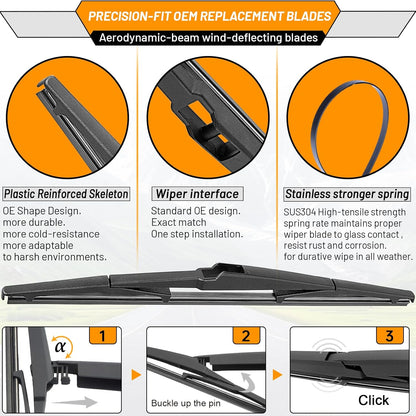 AUTOBOO 3-Pack Windshield Wiper Blades for Subaru Outback 2020-2025, Original Equipment Replacement 26"+18" Front and 16" Rear, All-Weather Performance, Easy One-Click Install